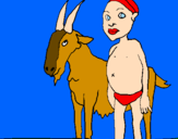 Desenho Cabra e criança africana pintado por lucas