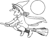 Desenho Bruxa em vassoura voadora pintado por tomas