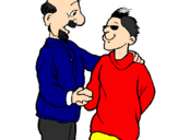 Desenho Pai e filho apertam a mão pintado por wesley