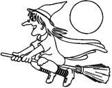 Desenho Bruxa em vassoura voadora pintado por 00