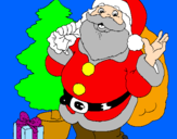 Desenho Santa Claus e uma árvore de natal pintado por  Sara