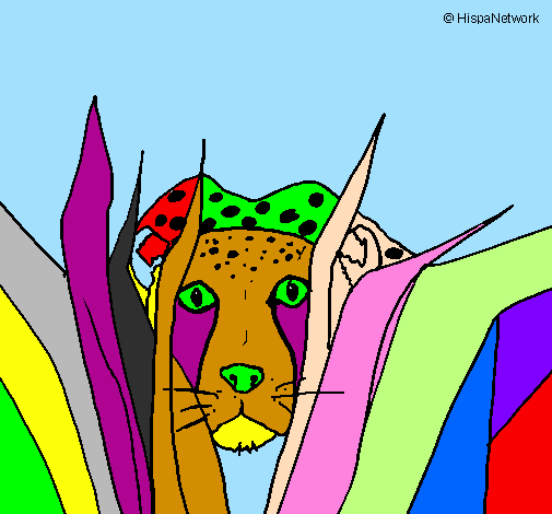 Desenho Guepardo pintado por leopardo
