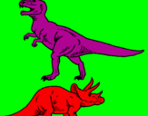 Desenho Tricerátopo e tiranossauro rex pintado por igor
