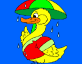 Desenho Pato sob a chuva pintado por teteu