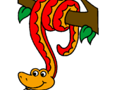 Desenho Serpente pendurada numa árvore pintado por Bina