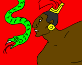 Desenho Serpente e guerreiro pintado por guerreiro