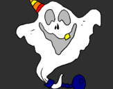 Desenho Fantasma com chapéu de festa pintado por ester