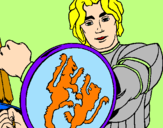 Desenho Cavaleiro com escudo de leão pintado por isamara