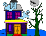 Desenho Casa do terror pintado por esteffany