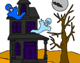 Desenho Casa do terror pintado por fernanda gomes 3c