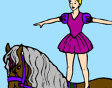 Desenho Trapezista em cima do cavalo pintado por eliza maria