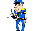 Desenho Polícia a passar multas pintado por quel
