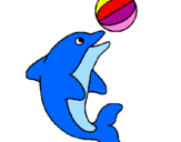 Desenho Golfinho a jogar com uma bola pintado por Bina
