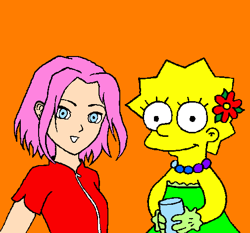 Desenho Sakura e Lisa pintado por pedro  henrique . b