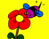 Desenho Abelha e flor pintado por tatiane