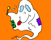 Desenho Fantasma guloso pintado por fantasminha