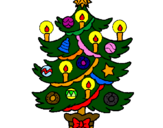 Desenho Árvore de natal com velas pintado por david