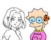 Desenho Sakura e Lisa pintado por michelle