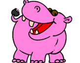 Desenho Hipopótamo pintado por popota magra