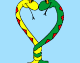 Desenho Serpentes apaixonadas pintado por Rita