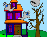 Desenho Casa do terror pintado por restart2000