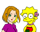 Desenho Sakura e Lisa pintado por emilia