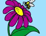 Desenho Margarida com abelha pintado por erika