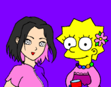 Desenho Sakura e Lisa pintado por maria  luiza  7 anos