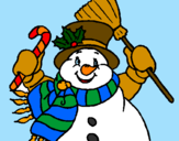 Desenho Boneco de neve com cachecol pintado por david
