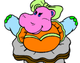 Desenho Hipopótamo com laço pintado por evellyn