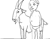 Desenho Cabra e criança africana pintado por 3