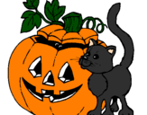 Desenho Abóbora e gato pintado por joao peidao