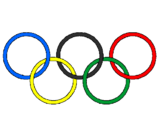 Desenho Argolas dos jogos olimpícos pintado por Olímpicos da Julia