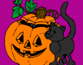 Desenho Abóbora e gato pintado por Julia Darkward