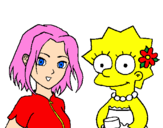 Desenho Sakura e Lisa pintado por manoel flavio e waguinho