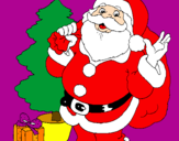 Desenho Santa Claus e uma árvore de natal pintado por Isaac