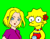 Desenho Sakura e Lisa pintado por Telma