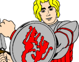 Desenho Cavaleiro com escudo de leão pintado por zoli