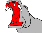 Desenho Hipopótamo com a boca aberta pintado por davi 10 anos