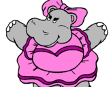 Desenho Hipopótamo com laço pintado por estelar