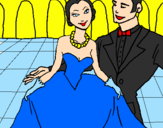 Desenho Princesa e príncipe no baile pintado por loira do meuairo