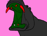Desenho Hipopótamo com a boca aberta pintado por pedro