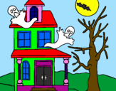 Desenho Casa do terror pintado por beatriz