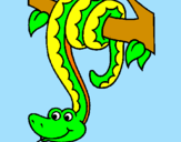 Desenho Serpente pendurada numa árvore pintado por victoria   maraia