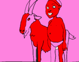 Desenho Cabra e criança africana pintado por kelvynsilva