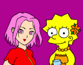 Desenho Sakura e Lisa pintado por Lady Gaga S2