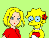 Desenho Sakura e Lisa pintado por fabio