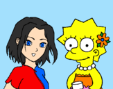 Desenho Sakura e Lisa pintado por justin bieber