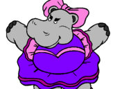 Desenho Hipopótamo com laço pintado por Thalita B.