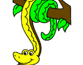 Desenho Serpente pendurada numa árvore pintado por AL 4